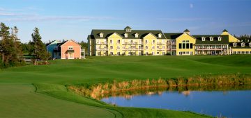 A view of the Rodd Crowbush Golf & Beach Resort from the surrounding golf course.